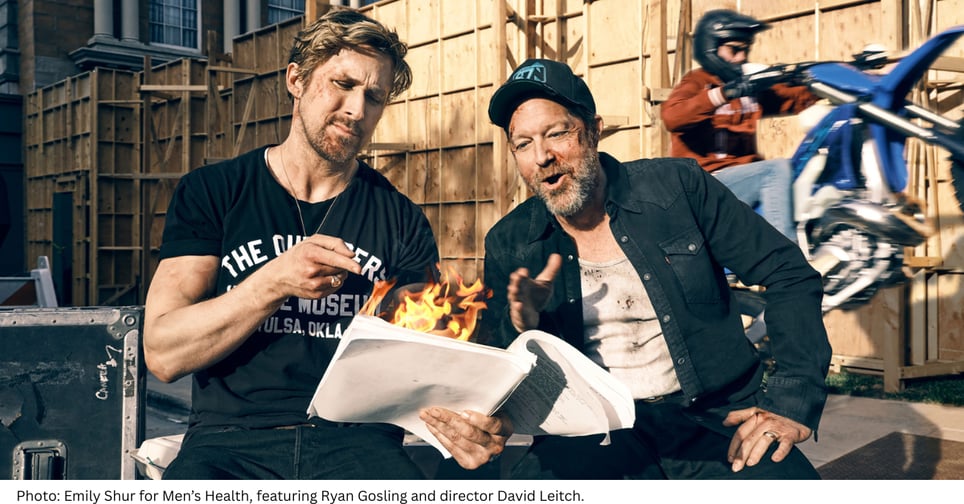 Photo Emily Shur for Men’s Health, featuring Ryan Gosling and director David Leitch.